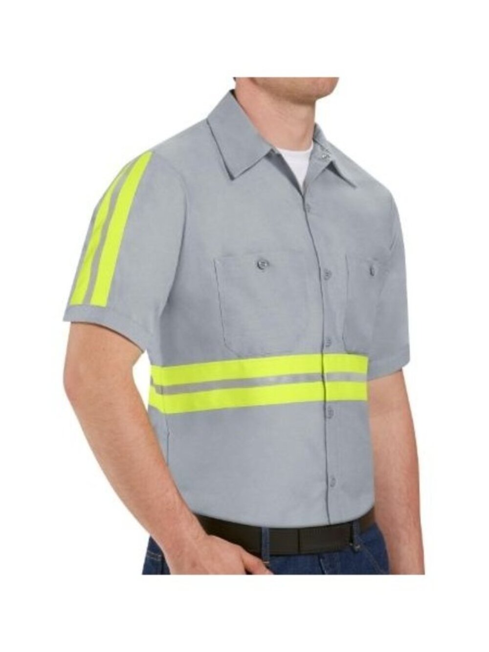 Red Kap Mens Light Gray Short Sleeve Work Shirt 3XL Durable Blend